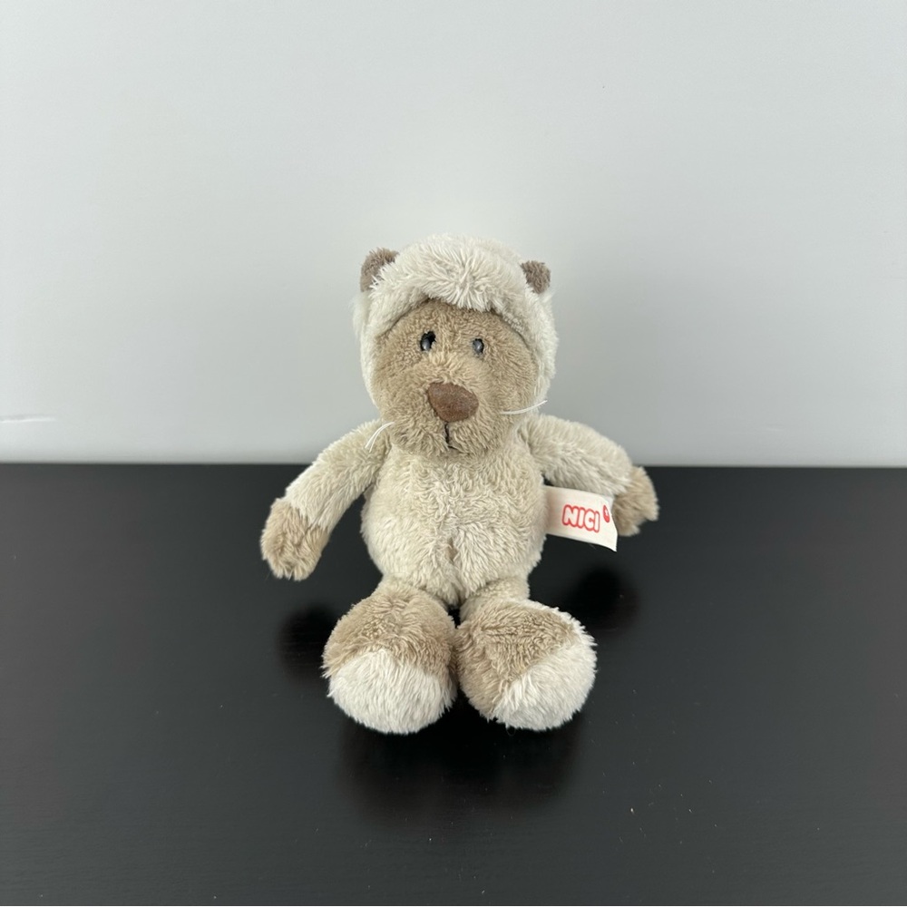 NICI Snowcats Tomcat Cat Hood Hoodie Plush Stuffed Animal 6” White Cream Hat